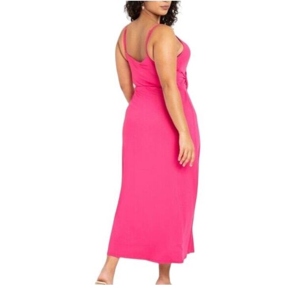 Eloquii Pink Tie Front Knit Maxi Dress Sz.24W NWT - Picture 3 of 15